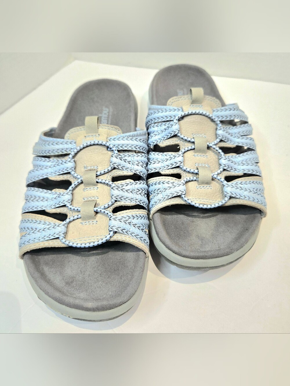 Jambu Mars Light Blue and Beige Slide Sandals